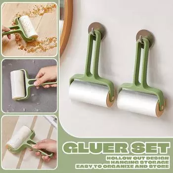 Роликовый клейкий ролик для удаления волос, наклонный разрывающий ролик для удаления волос с дивана, одноразовый клейкий ролик для волос, сменная рулонная бумага One Size зелёный