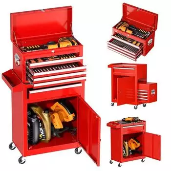 Роликовый комод, ящик с системой блокировки и колесами для гаража, склада, мастерской, ремонтной мастерской (Синий, Ящики) Green