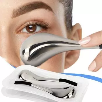 Роликовый массажер для лица «Глаза» для лица «Отечность» «Хоккейный ролик» «Ледяные шары» «Ложка» Массажер для женщин 1pc silver