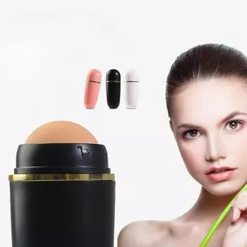 Роликовый массажер для лица из вулканического камня, впитывающий масло, палочка для жирной кожи, средство для снятия макияжа, впитывающий масло, очищающий поры чёрный