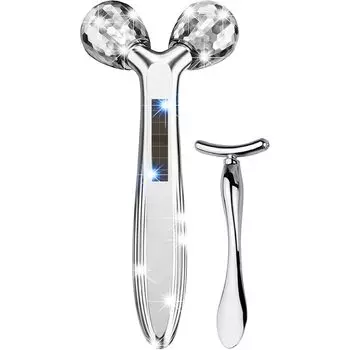 Роликовый массажер для лица, косметический роликовый массажер для лица и тела, небольшой роликовый массажер для лица, слаботочный 3D, зарядка не требуется, водонепроницаемый IPX7, дневной