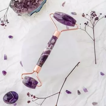 Роликовый массажер с аметистовым камнем