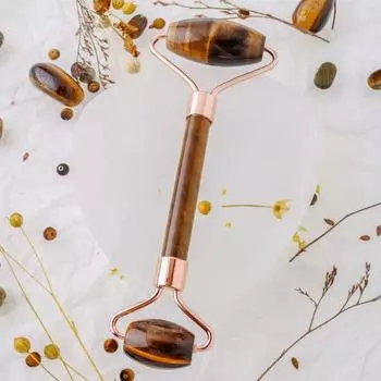 Роликовый массажер с камнями «Тигровый глаз»