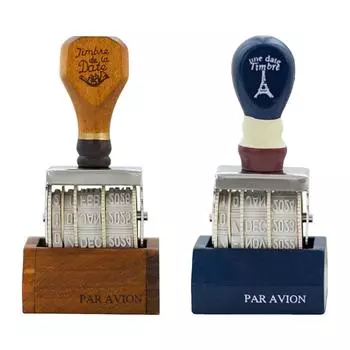 Роликовый штамп даты с регулируемыми цифрами, роликовый штамп с деревянной ручкой и основанием для изготовления ежедневников, самодельных украшений для ежедневников синий