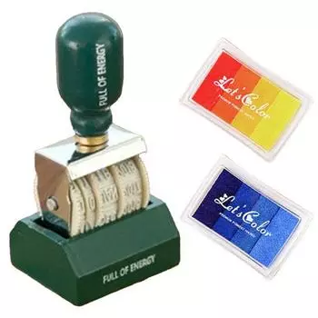 Роликовый штамп с датой, Ретро, деревянная ручка, основа, 9 цифр, портативный DIY Craft Card Planner, скрапбукинг, молочный ручной штамп, канцелярские принадлежности зелёный