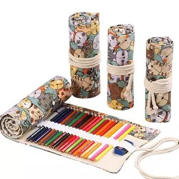 Roll Cute Cat Большая вместимость Школьные принадлежности Канцелярские принадлежности Мешочек для карандашей Сумка для ручек Пенал