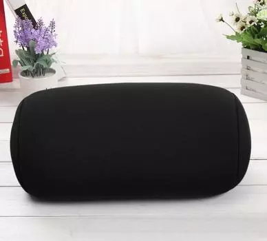 Roll Pillow Home Seat Head Rest Neck Support Travel Micro Mini Microbead Cushion Black