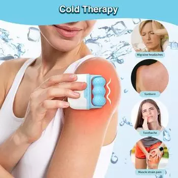 Роллер для глаз с ледяным эффектом, эргономичный, успокаивающий, легкий, 2-в-1, для ухода за кожей лица и массажа с холодной терапией розовый