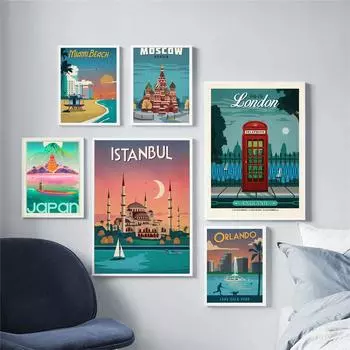 Рома Майами, японский мультфильм, достопримечательность, картина, распылительная краска, холст, здание, гостиная, спальня, декоративный настенный художественный декор 21*30cm