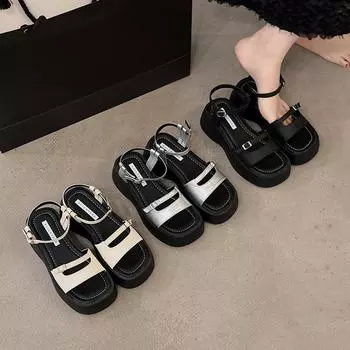 Римская повседневная пляжная обувь на танкетке 35 серебряный