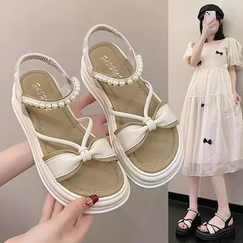 Модные римские пляжные сандалии на каблуке-каблуке 35 чёрный