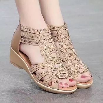 Roman sandals 2025 new soft leather sandals fashionable outer wear women s soft sole hollow women s sandals large size 35 чёрный