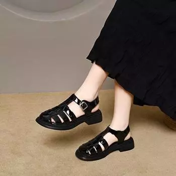 Roman sandals women s spring and summer new Baotou empty woven women s sandals fashion flat 35