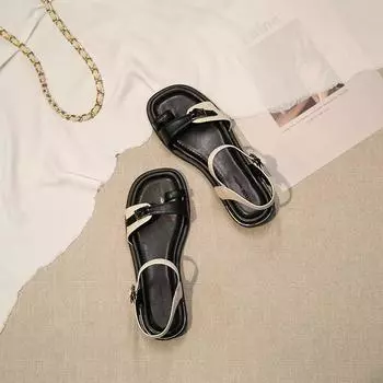 Roman sandals women s summer wear breathable 2025 new one-word with sleeve toes retro thin with skirt beach shoes 35 коричневый
