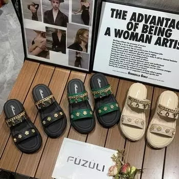 Roman slippers women s outer wear summer new casual fashion home indoor one-character flat bottom sandals manufacturer 36 чёрный