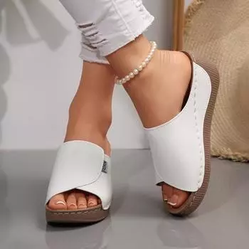 Roman Women Wedge Sandals Mules Shoes Fashion Open-toe Platform Sandals Women Breathable Soft-soled Slippers Footwear Size36-43 36