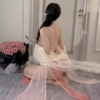 Romantic Field Sex Cheongsam Underwear Belly Pocket Exposed Hanfu Royal Sister Sexy Stunner Fun Breast Pajamas one size fits all