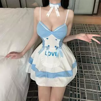 Романтичное поле сексуальное нижнее белье горничная униформа костюм горничной соблазнение пижама кровать страсть бесплатно One Size