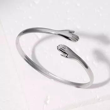Romantic Hug Hands Embrace Adjustable Open Bracelet Love Hand Cuff Thin Bangle For Women Men Couple Jewelry Chic Wedding Gifts