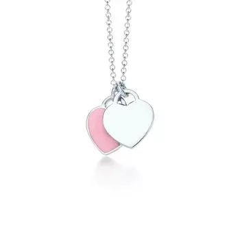 Romantic Love Double Heart Pendant Necklace Female, Red Green Pink Enamel Necklace T Home Light Luxury Simple Jewelry