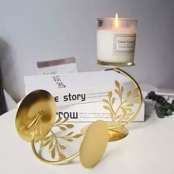 Romantic Rust-proof Leaves Candlestick Stand Exquisite Small Gold Candle Holder Modern Desktop Candlestick ornaments Table золотой