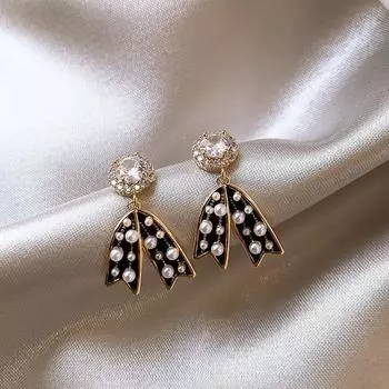 Romantic Zhang Jianing Women s Bows Same Earrings Bows zircon