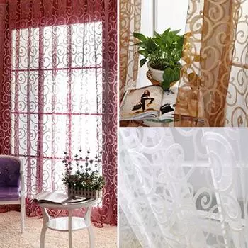 Романтическая цветочная лоза, вуаль, тюль, занавеска для двери, окна, панель, драпировка, прозрачные подзоры фиолетовый