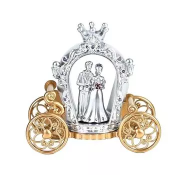 Романтическая фигурка пары с тележкой – Изысканная статуэтка с золотой и серебряной отделкой, Идеально подходит для помолвки, свадьбы,