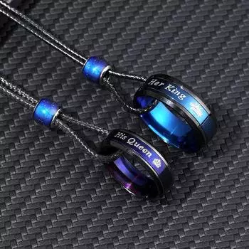 Романтическая годовщина свадьбы для женщин и мужчин, 2 шт./комплект, пара из нержавеющей стали, ожерелье, кулон, его королева, корона, ювелирные изделия, подарки ее королю 1