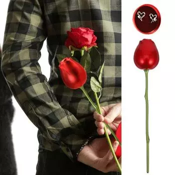 Романтическая имитация розового кольца, бархатная подарочная коробка для подарка девушке Ring Box+Gift Box