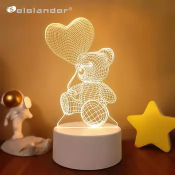 Романтическая любовь 3D лампа в форме сердца воздушный шар акриловый светодиодный ночник декоративная настольная лампа День святого Валентина милая жена
