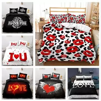 Романтическая любовь постельное белье пара женщин пух пододеяльник и наволочка 2/3 шт королева двуспальная кровать полный размер 3D печатный чехол подарок Baby 100x135cm