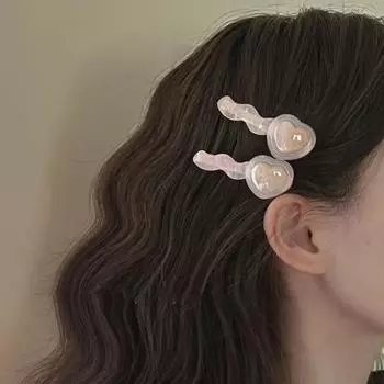 Романтическая милая розовая заколка для волос с жемчужным сердечком для женщин и девочек, модная милая челка, заколки для волос, бантики, головные уборы, аксессуары для волос