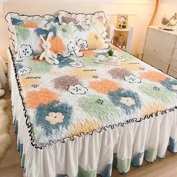 Романтическая осенне-зимняя кожаная юбка-кровать, хлопковое покрывало, противоскользящий защитный чехол для матраса для кровати размера «queen-king-size» 3 Pcs 120x200cm