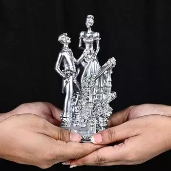 Романтическая пара Серебристая отделка Статуэтка любви | Дизайн лестницы для помолвки, свадьбы Идеальный подарок на День святого Валентина и день рождения