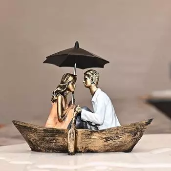 Романтическая статуэтка «Пара на лодке» | Идеально подходит для домашнего декора | Идеальный подарок на День святого Валентина, дни рождения, годовщины | Красный