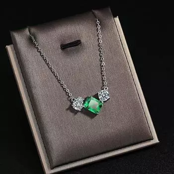 Романтические аксессуары Изумруд Цирконий Женщины Французский Винтаж Ожерелье Дизайн Стиль Легкий Роскошный Изысканный Подарок на День Святого Валентина copper белого золота