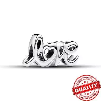 Романтические бусины из стерлингового серебра 925 пробы с надписью «Love», очаровательные бусины, подходящие для браслета и ожерелья, сделай сам, женские украшения на День святого Валентина, подарок