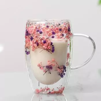 Романтические чашки для воды, двухслойные кружки для кофе объемом 250/350/450 мл, прозрачное стекло, термостойкая чашка для эспрессо и капучино