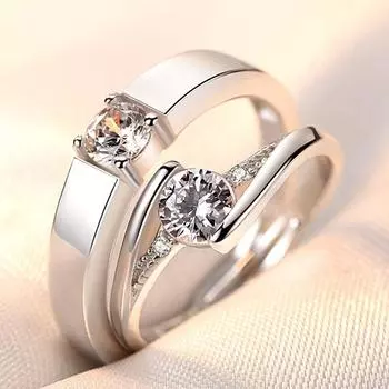 Романтические кольца для влюбленных для мужчин и женщин, кубический циркон, геометрический размер обручального кольца, регулируемый размер, лучшие подарки на День святого Валентина One size