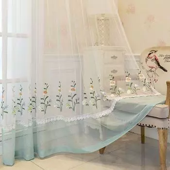 Романтические кружевные прозрачные шторы для спальни, офиса, кухни, гостиной и кабинета — тюлевые шторы с вышивкой и цветочным принтом для домашнего декора 150*270CM