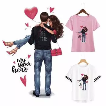 Романтические переводы для одежды, наклейки для одежды с воздушным шаром, экологически чистая моющаяся полосатая футболка «сделай сам», нашивка с ангелом