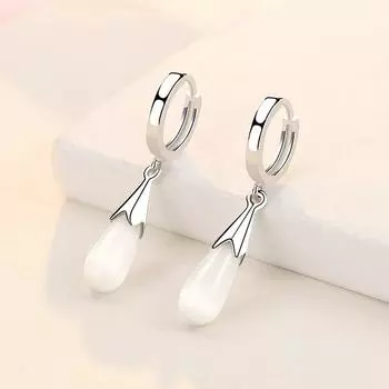 Романтические серьги-гвоздики из стерлингового серебра 925 пробы с опалом и геометрическим узором для женщин, свадебные украшения для помолвки Eh371 белый