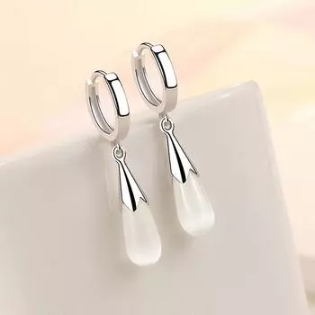 Романтические серьги-гвоздики из стерлингового серебра 925 пробы с опалом и геометрическим узором для женщин, свадебные украшения для помолвки Eh371 белый