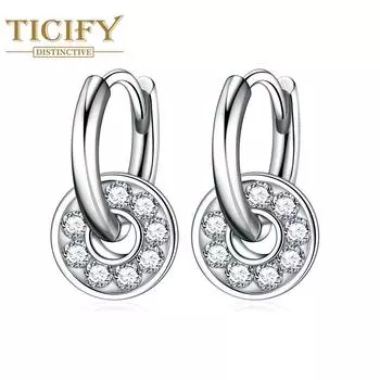 Романтические серьги-кольца с переводным камнем, модные геометрические персонализированные серьги мечты с круглым камнем белый