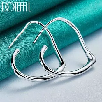 Романтические серьги-сердечки Серебряные украшения с подвесками