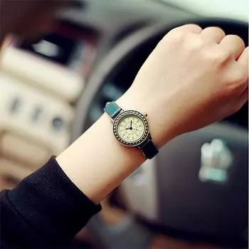 Романтические женские наручные часы Аналоговые кожаные часы Женские часы Женские часы, популярные корейские часы