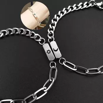Романтический браслет для пары 100% нержавеющая сталь Braslet для влюбленных регулируемая цепочка соответствующий браслет Friendship Brazalete
