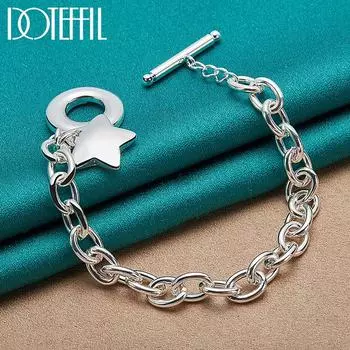 Романтический браслет со звездой, модный подарок для вечеринки, серебряные украшения 20cm