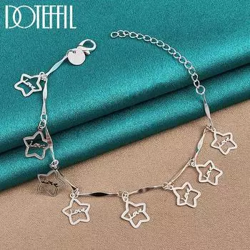 Романтический браслет со звездой, подарок на вечеринку, ювелирные изделия из стерлингового серебра 925 пробы 20cm